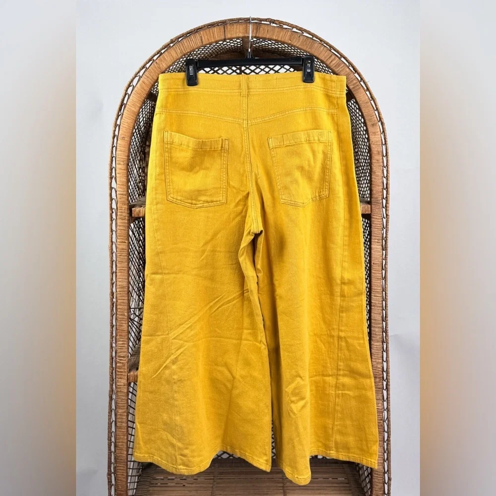 Pilcro Adi Linen Blend Crop Flare Pants Golden Spice Mid-Rise Wide Leg 31 NWT - Picture 5 of 8